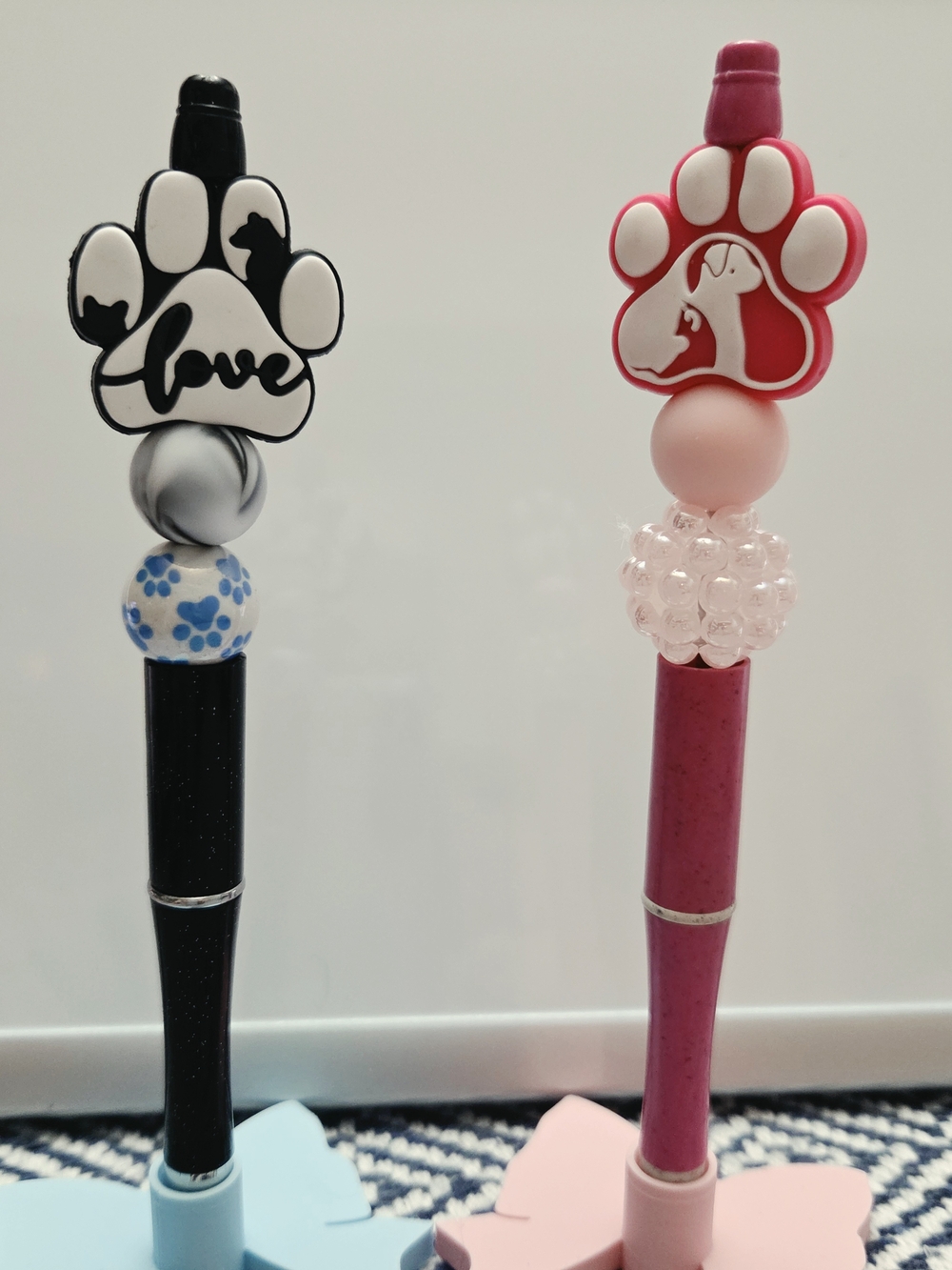 Pink and Black Set Of Dog Paw Print Pens